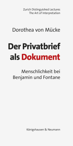 Der Privatbrief als Dokument – Menschlichkeit bei Benjamin und Fontane – Dorothea von Mücke – ISBN 9783826093609 / 978-3-8260-9360-9 / 978-3-8260-9360-9